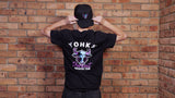 Black Trucker Cap Pink Blue Bull