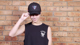Black Trucker Cap Pink Blue Bull